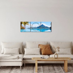 Obraz - Palmy i plaże (z zegarem) (90x30 cm)