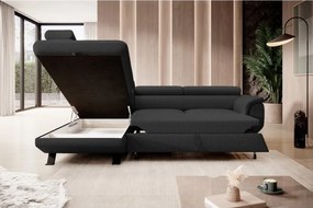 Narożnik RAVEN L Lewostronny wolnostojący z funkcją spania tkanina ARAGON 99 Czarny WERSAL