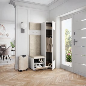 Masseno Garderoba VIRA 95/181/51 cm Nowoczesna Szafa do Przedpokoju Biała
