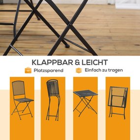 3-częściowy zestaw bistro składający się ze stołu i 2 krzeseł metal czarny Outsunny