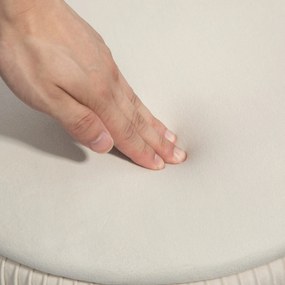 HOMCOM 2-w-1 Hoker z miejscem do przechowywania na metalowych nogach, okrągły podnóżek do salonu, sypialni, przedpokoju, Kremowy