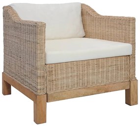 Rattanowy fotel z poduszkami na drewnianej ramie S8-A70