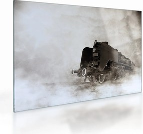 Obraz na szkle - Pociąg we mgle (70x50 cm)