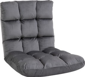 HOMCOM Fotel Materac Gościnny Welurowy Regulowane Oparcie Szary 55x71x53 5 cm Komfort i Styl | Aosom PL