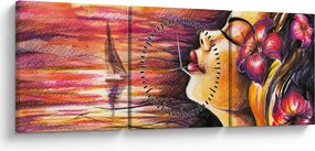 Obraz - Wspomnienia lata (z zegarem) (90x30 cm)