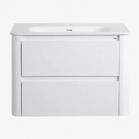 Zestaw Wiszących Mebli Łazienkowych Zintegrowany Z Umywalką Egerton Biała & Bezlusterkowiec & Bez Kranu - Sklum