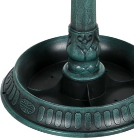 Outsunny Kąpielisko Dla Ptaków z Figurkami, 2 Baseny, Plastik, Antyczny Wygląd, 49,5 dł. x 38 szer. x 81 wys. cm, Ciemnozielony