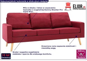 3-osobowa sofa czerwone wino - Eroa 3Q