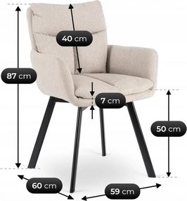 Krzesło Tapicerowane Obrotowe do Salonu CORTADO Beżowe Nowoczesne