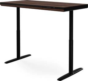 Biurko elektryczne sit-stand z szufladą i ładowarką bezprzewodową Qi czarne/orzech, 1400 mm: ELLIS