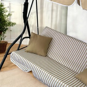 Huśtawka ogrodowa 3-osobowa Puerto MAS-4003A, beżowy w białe paski