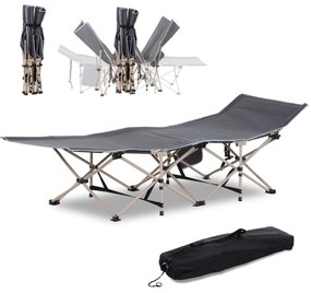 Outsunny Łóżko Kempingowe, Składane, Odporna na Warunki Atmosferyczne, z Torbą, 190 x 68 x 52 cm, Szare
