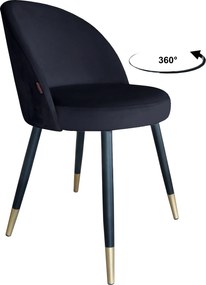 Krzesło TRIX tkanina Welur noga metalowa : Kolor nogi - Czano-złota stożek, Kolor tkaniny - VELVET - MG19, Typ siedziska - Siedzisko obrotowe 360°