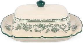 Zielona/w kolorze kości słoniowej porcelanowa maselniczka Cyril – S|P Collection