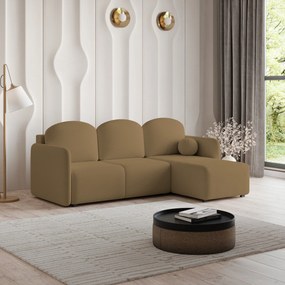 Masseno Narożnik SUVINO z funkcją spania i pojemnikiem na pościel Narozniki L, Rozkładana sofa - Miodowy, QUELLE 17