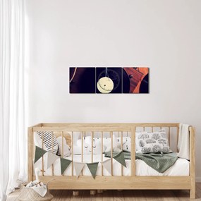 Obraz płyt gramofonowych (z zegarem) (90x30 cm)