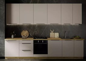 Nowoczesny zestaw mebli kuchennych Loseo II – kaszmir / dąb artisan, elegancja i funkcjonalność w jednym