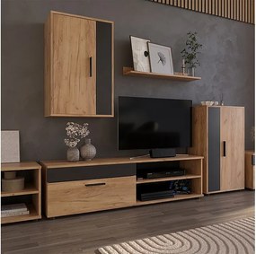 Szafka dolna i półka złoty dąb power/antracyt 139.8x35.3x38.9 berno