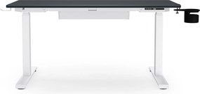 Biurko elektryczne z regulacją wysokości ergonomiczne biało-antracytowe,1200x600 mm: ARIA