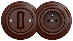 Kliklap - Retro jednobiegunowy wyłącznik nr 1 i gniazdo 230 V z brązową ramką