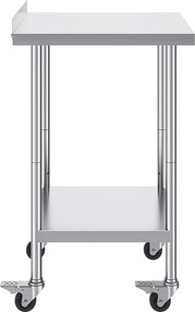 Stół Roboczy ze Stali Nierdzewnej SucceBuy, 61 x 61 cm, Komercyjny Stół do Przygotowywania Żywności na Kółkach