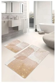 Beżowe aksamitne dywaniki łazienkowe zestaw 2 szt. 60x100 cm – Mila Home