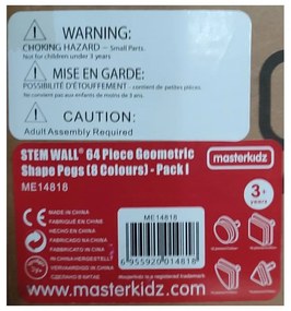 Masterkidz zestaw kołeczki w kształcie figur geometrycznych 64szt do tablic stem