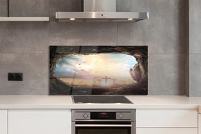 Szklany Panel Jaskinia i Lot Ptaków nad Krzyżami