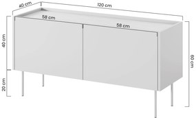 Szafka RTV Desin 120 cm z metalowymi nogami - czarny mat / dąb nagano