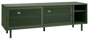 Ciemnozielona metalowa szafka pod TV 160x55 cm Veep – Unique Furniture