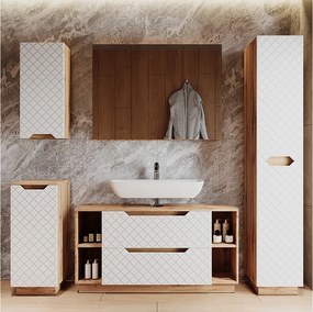 Zestaw mebli łazienkowych dąb/biały ze strukturą płytek 119.2x35x62.5 lotta