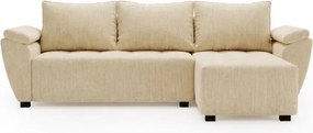 Rozkładana narożna sofa LIVARO 251x140 cm, kremowa, uniwersalna
