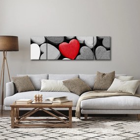 Obraz drewnianych serc (170x50 cm)