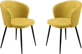 Komplet 2 krzeseł do jadalni "Claris" w kolorze żółtym, tapicerowane tkaniną, 56x55 cm, 78h