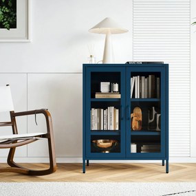 Witryna przeszklona niska granatowa: Modern GINA, 800 x 1015 x 400 mm