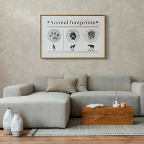 Plakat Ślady łapek 30x21 cm z ramą złotą z marginesem ARTGEIST B