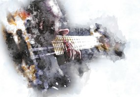 Fototapeta - Gitara, akvarel (196x136 cm)