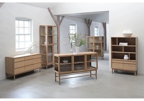 Niska komoda w dekorze dębu 75x140 cm Ponza – Unique Furniture