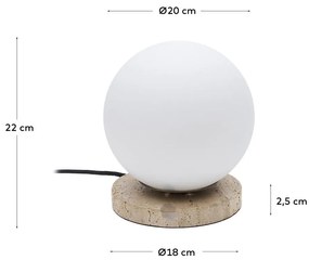 Biała lampa stołowa ze szklanym kloszem (wys. 22 cm) Malachi – Kave Home