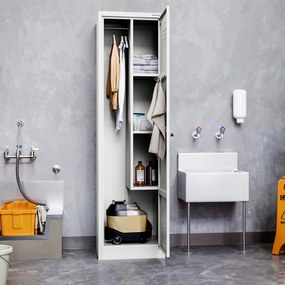 Metalowa szafa gospodarcza AGNES, 500 x 1850 x 500 mm, biała