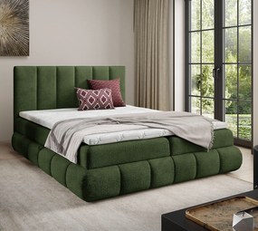 Zielone pikowane łóżko kontynentalne 5 rozmiarów L1-A75