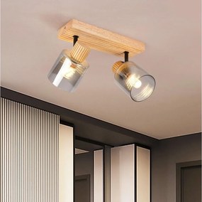 Brilagi - Oprawa punktowa HYGGE 2xE14/15W/230V drewno/przydymione