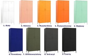 Różowa stalowa szafa gospodarcza na nóżkach N3-K53