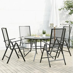 Zestaw 5 składanych krzeseł ogrodowych w antracycie - Elegancki design z proszkowo malowanej stali