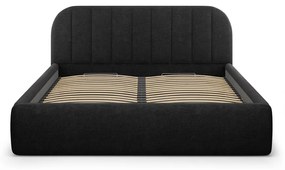Czarne tapicerowane łóżko dwuosobowe ze schowkiem ze stelażem 180x200 cm Juno – Windsor &amp; Co Sofas