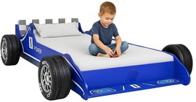 Niebieskie łóżko w kształcie auta 90x200 M2-P13