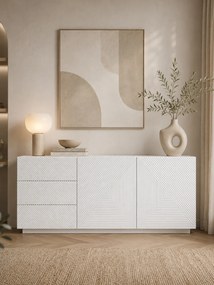 Komoda Asha 167 cm dwudrzwiowa z szufladami - biały mat