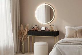 Toaletka Nicole 100 cm z szufladami - czarny mat / złote nóżki