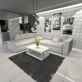 Prostokątny stolik do salonu w połysku Domino 100x60 biały