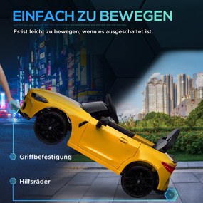 AIYAPLAY Elektryczny samochód dla dzieci BMW M4, dźwięk &amp; światło, 3-5 km/h, z pilotem, dla dzieci 3-5 lat, Żółty